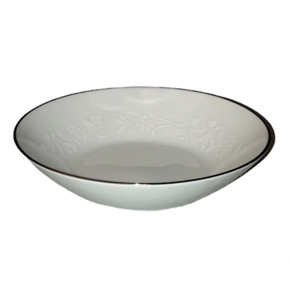*5 for $25!* Noritake Reina 6450Q China White Floral Platinum Rim Fruit Bowl 5.5